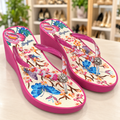 Brighton Pink Floral & Butterfly Wedge Flip-Flops – Size 10