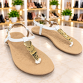 Vionic White & Gold Embellished Thong Sandals – Size 7.5