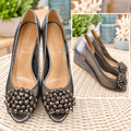 Ron White Women's Gray Beaded Dress Shoes Size 8.5-9
