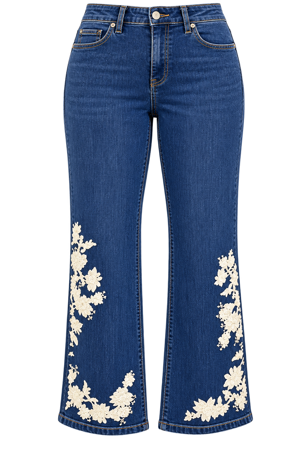 Nautica Blue Jeans with Ivory Floral Embroidery – Size 12