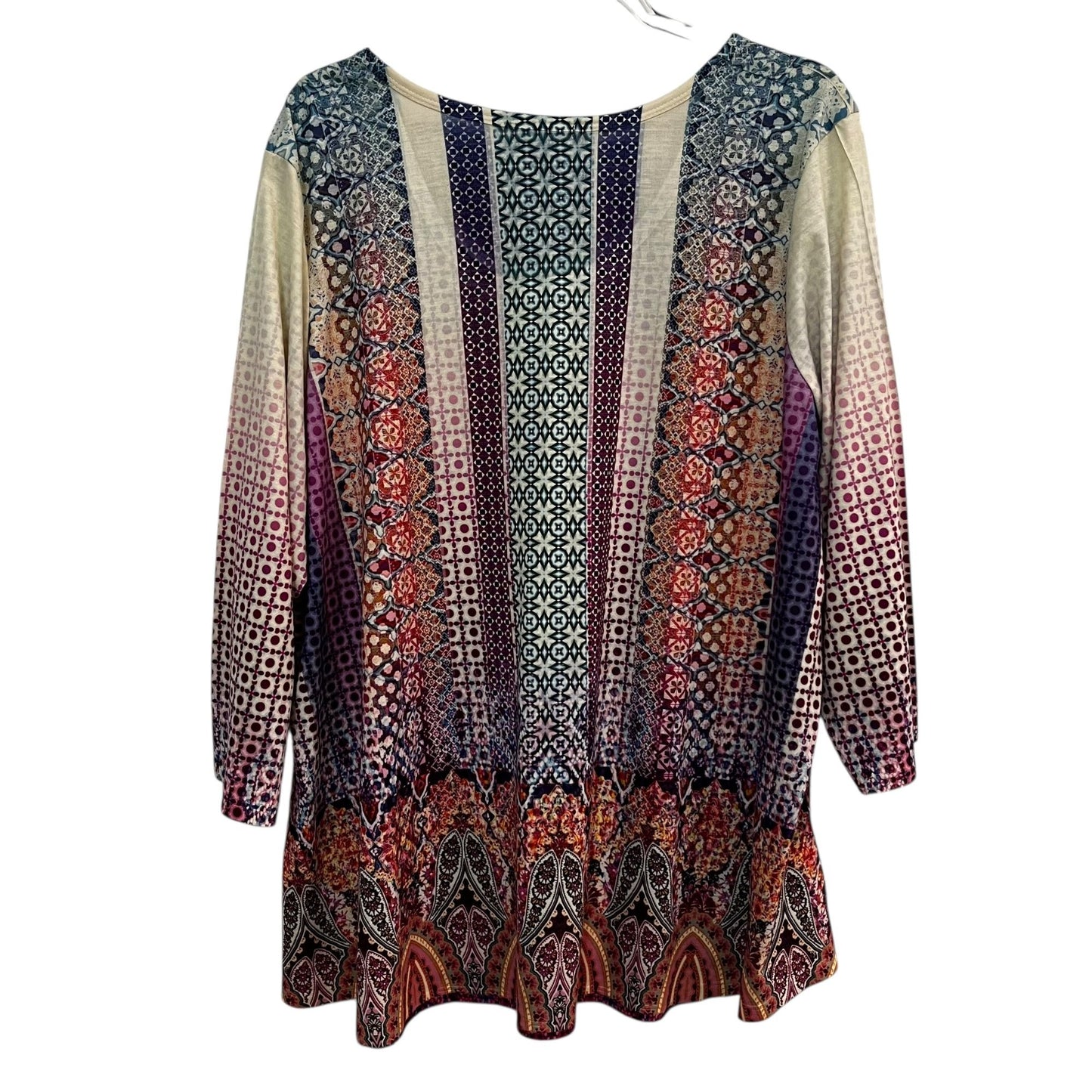 One World Boho 3/4 Sleeve Polyester Top Size 4X Size 26/28