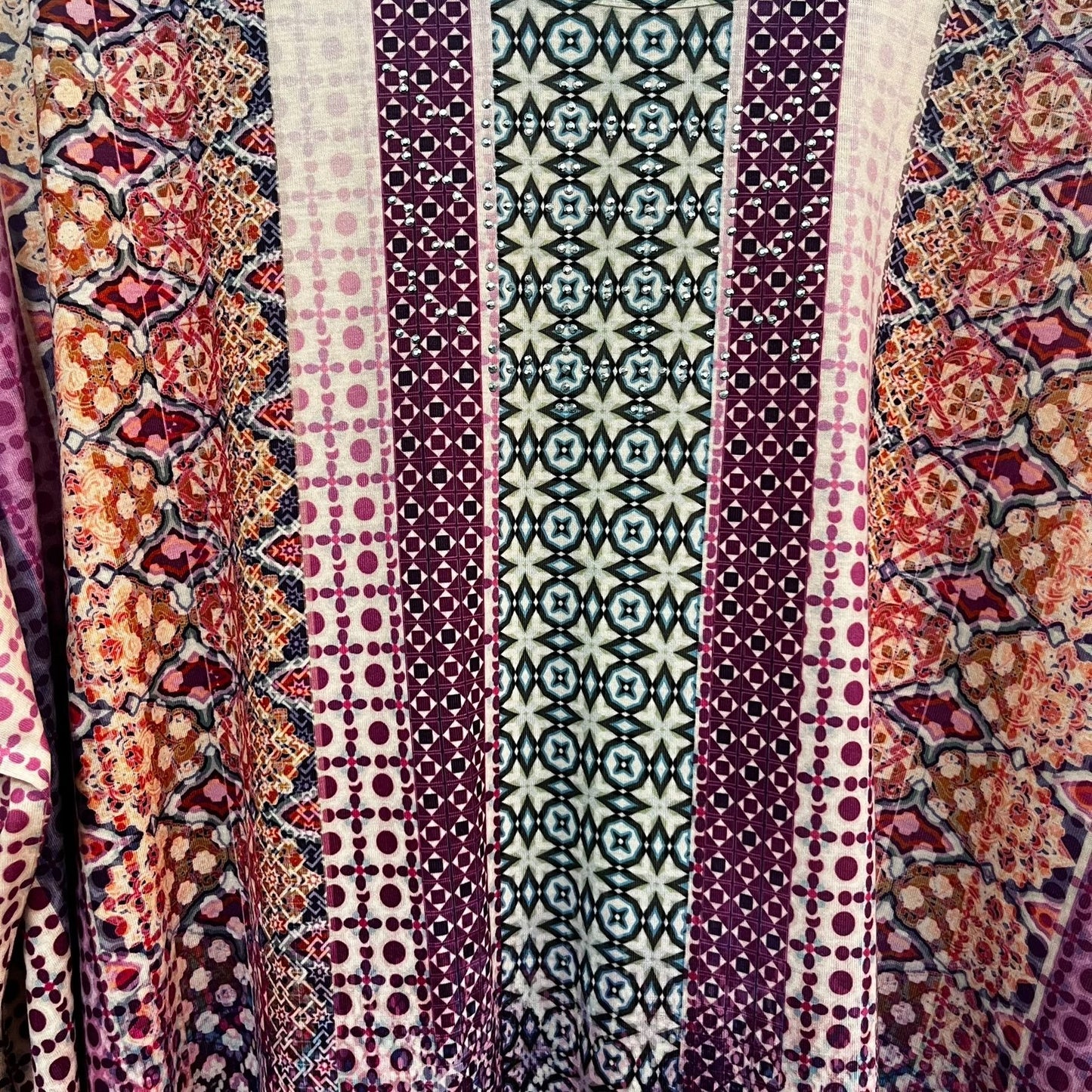 One World Boho 3/4 Sleeve Polyester Top Size 4X Size 26/28