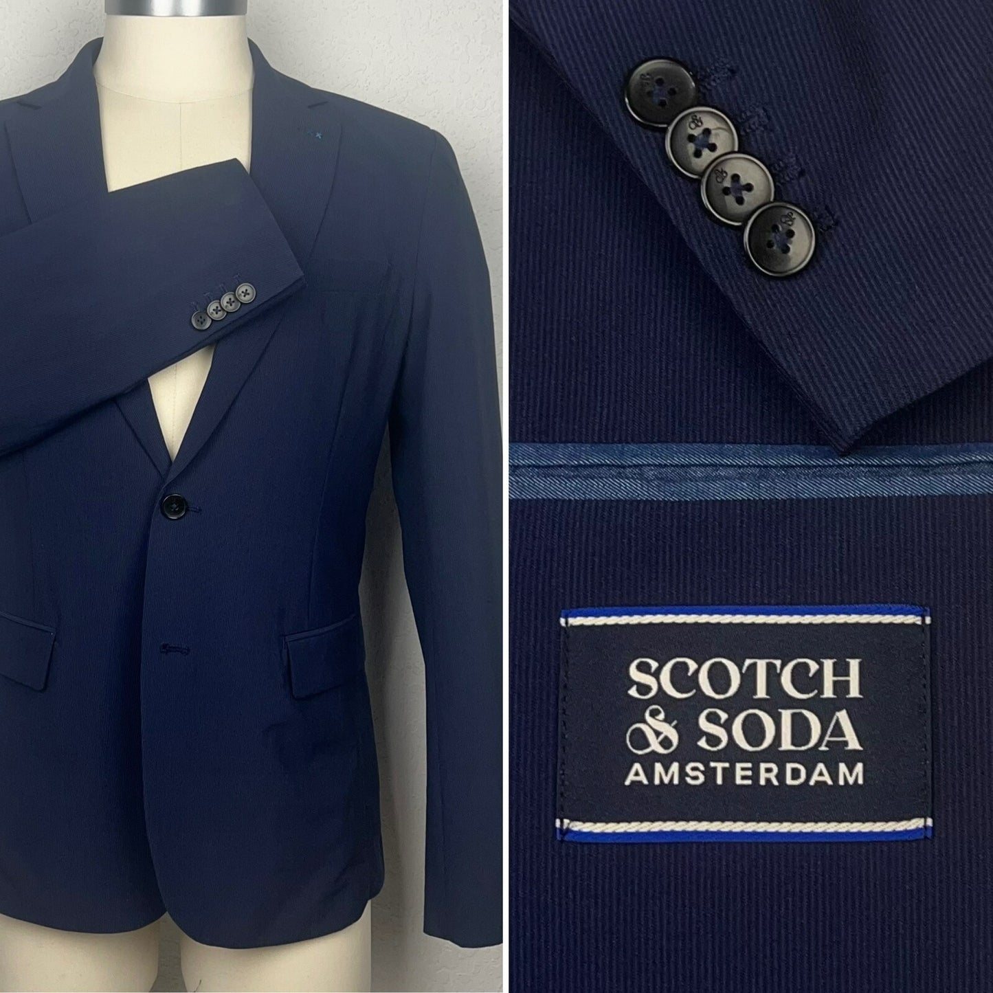 Scotch & Soda Unconstructed Casual Navy Blue Blazer Sport Coat 40L Large L
