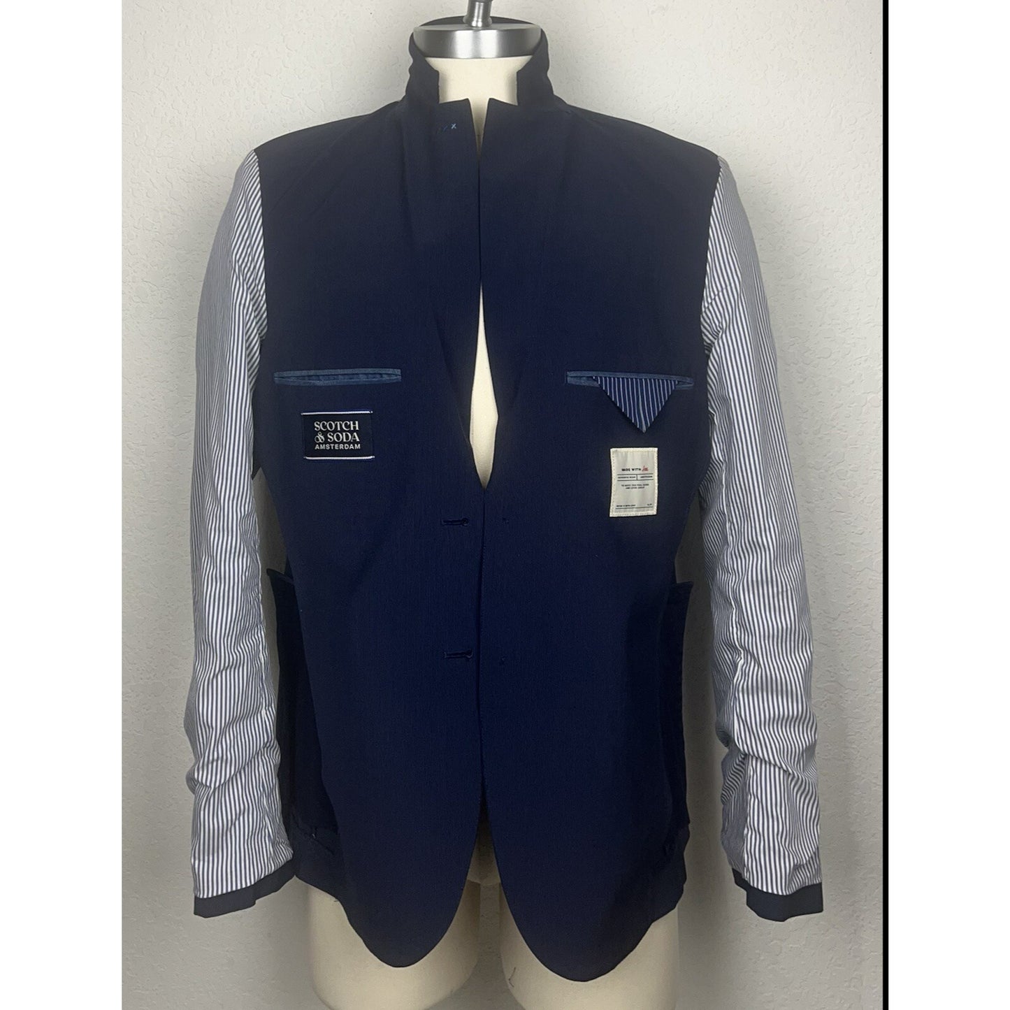 Scotch & Soda Unconstructed Casual Navy Blue Blazer Sport Coat 40L Large L