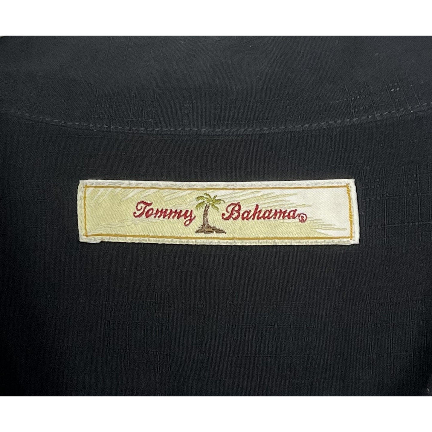 Tommy Bahama Net Worth One Olive Embroidered Black Silk Short Sleeve Shirt XL