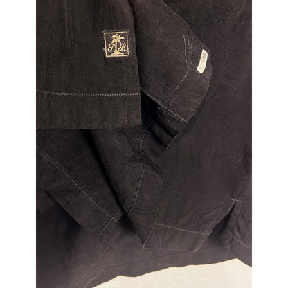Tommy Bahama Net Worth One Olive Embroidered Black Silk Short Sleeve Shirt XL