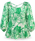 Lilly Pulitzer Aranea 3/4 sleeve Green Kiss My Tulip Top Size Large - NWT