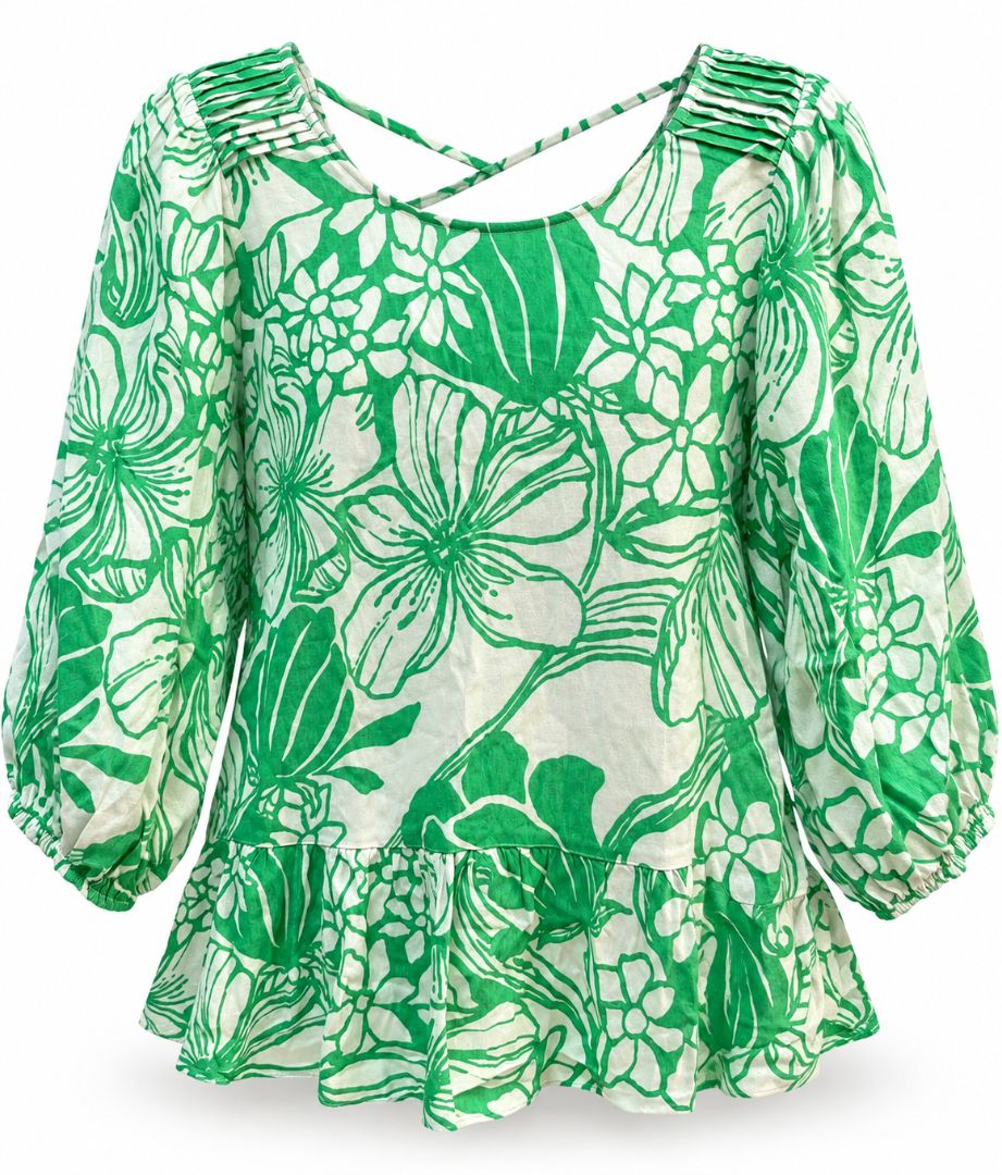 Lilly Pulitzer Aranea 3/4 sleeve Green Kiss My Tulip Top Size Large - NWT