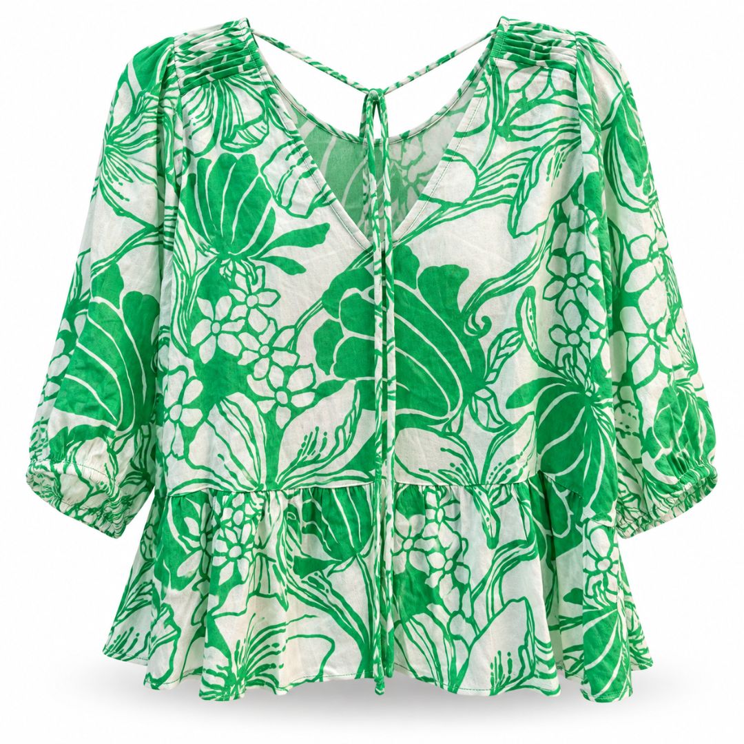 Lilly Pulitzer Aranea 3/4 sleeve Green Kiss My Tulip Top Size Large - NWT