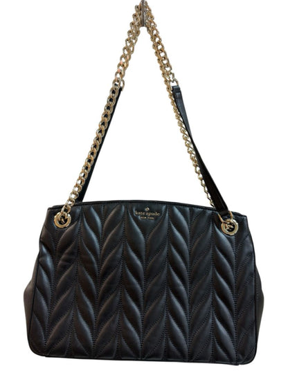 Kate Spade Black Leather Quilted 2 Gold Chain Handbag