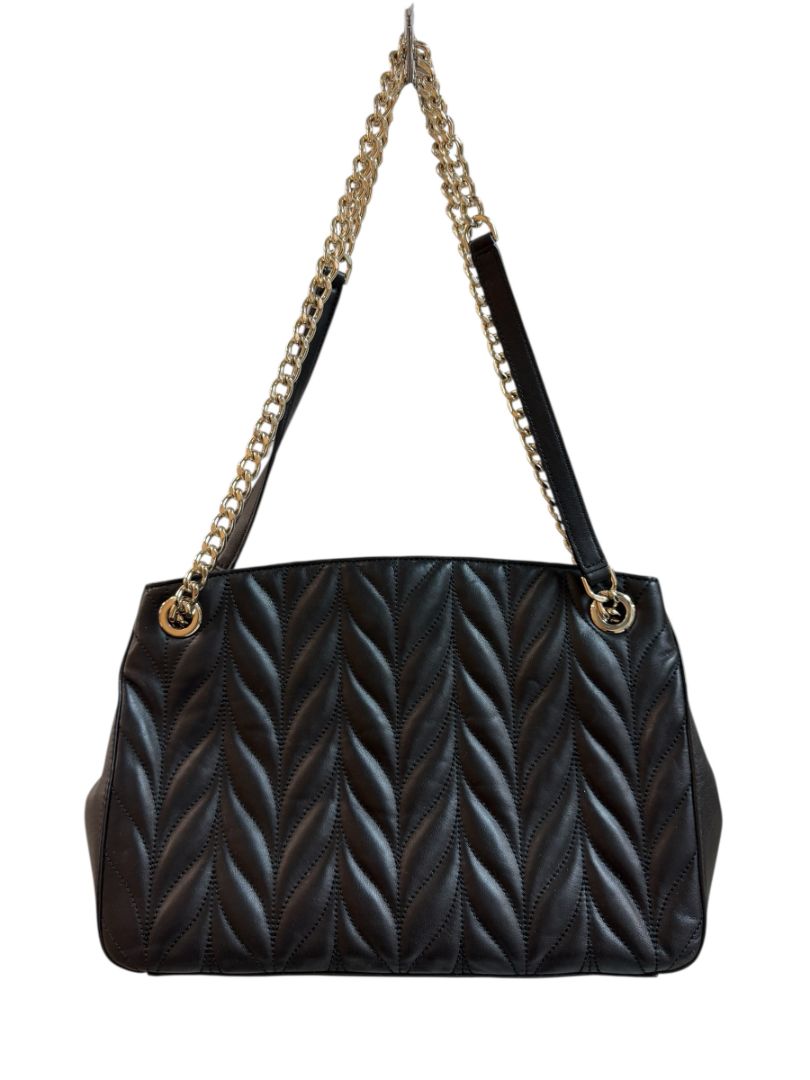 Kate Spade Black Leather Quilted 2 Gold Chain Handbag