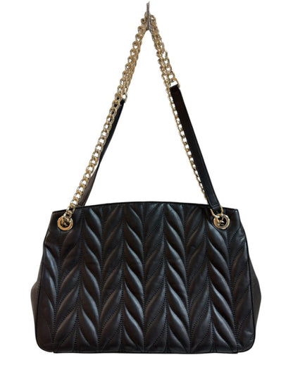 Kate Spade Black Leather Quilted 2 Gold Chain Handbag