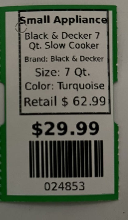 Black and Decker 7 Quart Crock Pot - NEW