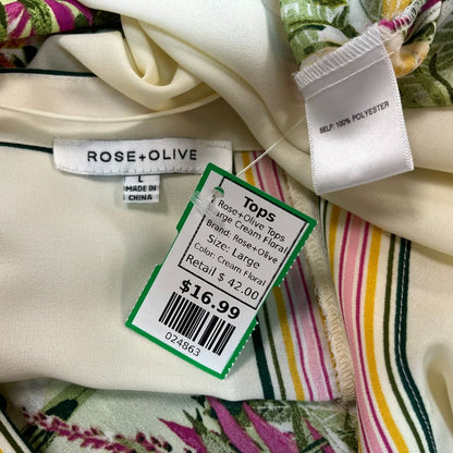 Rose+Olive Tops Large Cream Floral