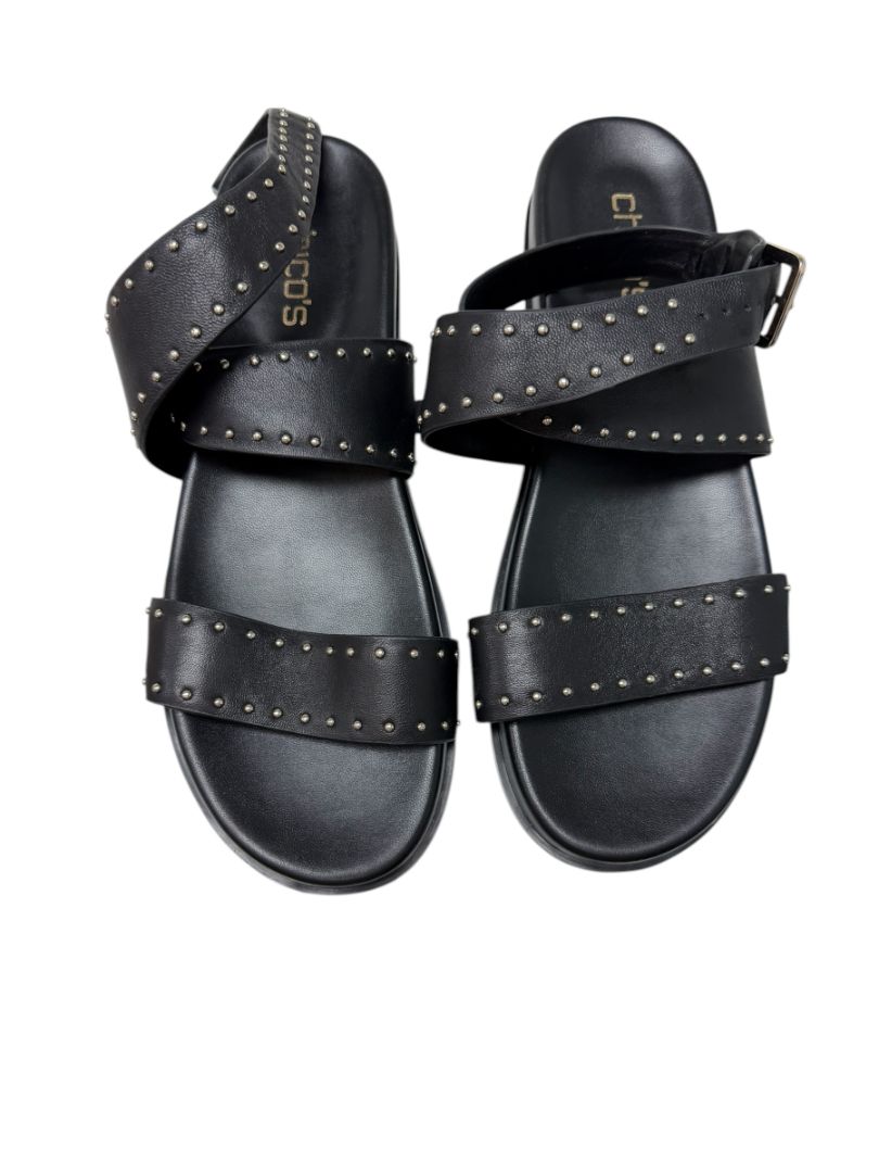 Chico's Black Leather Studded Sandals Size 9.5M Brand New