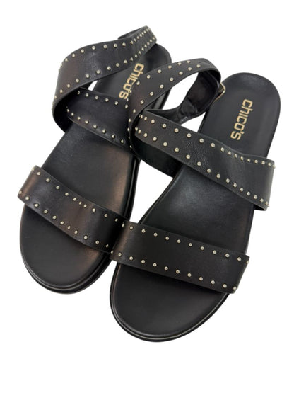 Chico's Black Leather Studded Sandals Size 9.5M Brand New