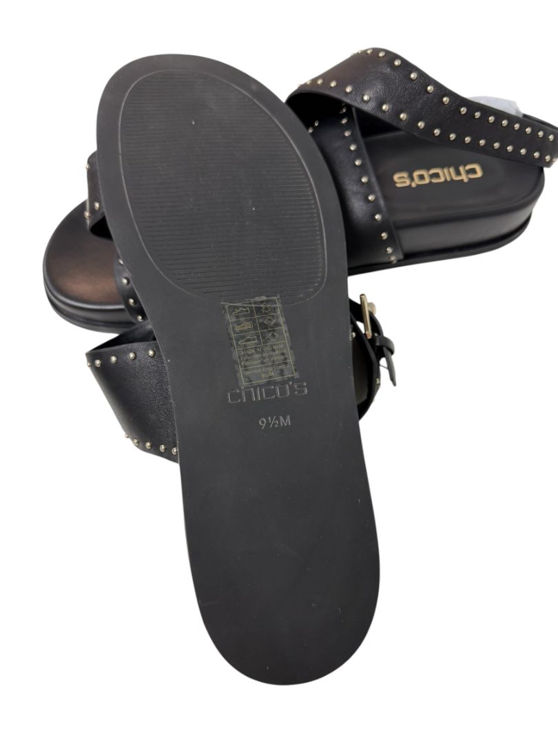 Chico's Black Leather Studded Sandals Size 9.5M Brand New