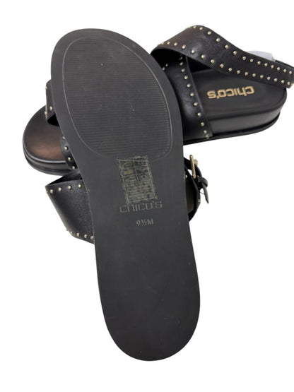Chico's Black Leather Studded Sandals Size 9.5M Brand New
