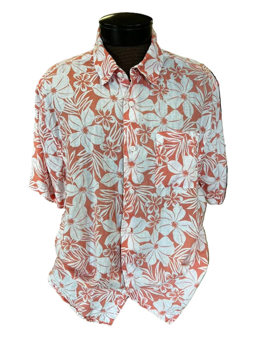 Saks Fifth Avenue Men's Tropical Peach Button Down Shirt Size XL