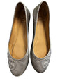 Tory Burch Ballet Flats Pewter Metallic Leather Size 7.5