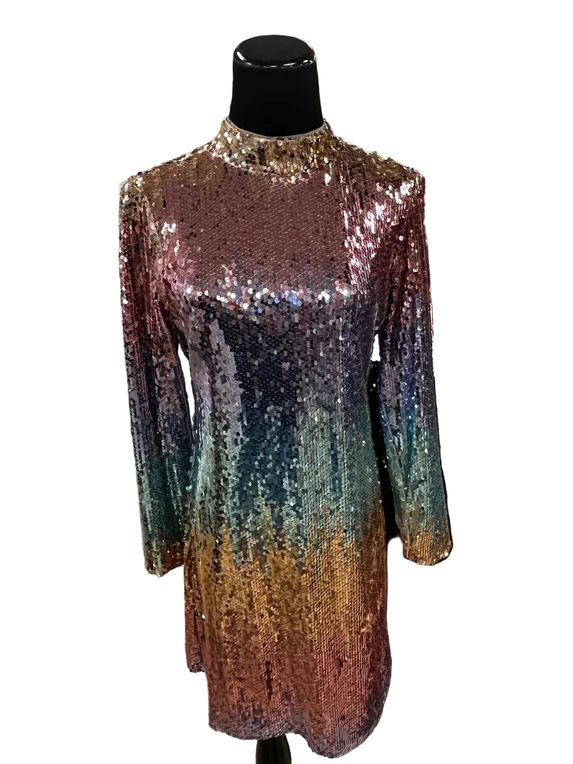 NWT Aidan Mattox Sequin Ombre Long Sleeve Mini Dress