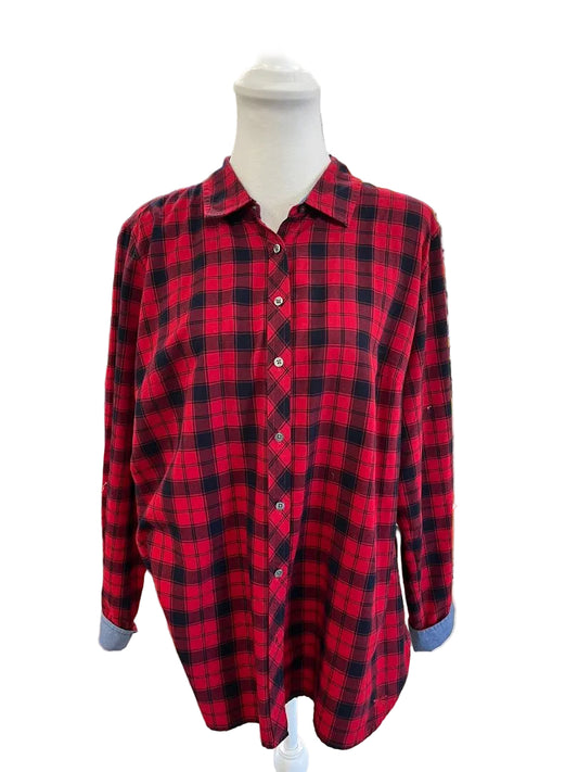 Talbots Red Plaid Light Flannel Long Sleeve Top