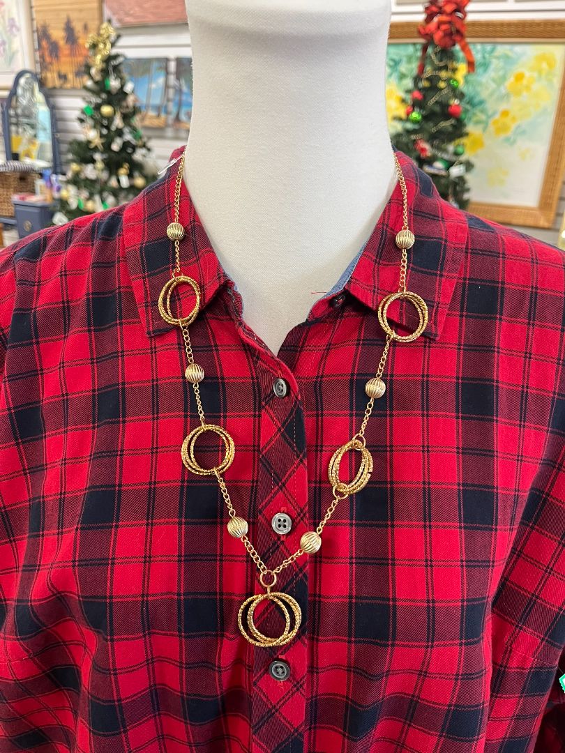 Long Gold-Toned  Circle Necklace