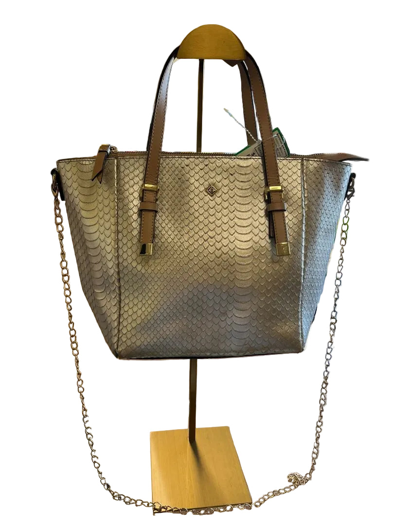 Antonio Melani Silver Snake Scale Tote Handbag