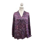 Chicos Purple Design V Neck Top Size Large