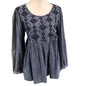 Rachel Zoe Denim Babydoll Long Sleeve Blouse Size Large