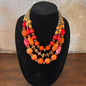 Bocar 3 Layer Orange Beaded Necklace