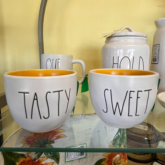 Rae Dunn Decorative Bowls Set of 2 White & Yellow