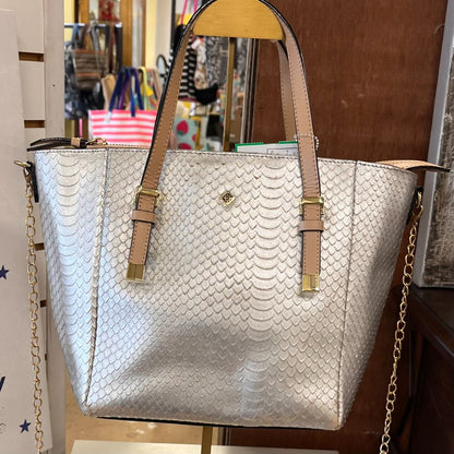 Antonio Melani Silver Snake Scale Tote Handbag