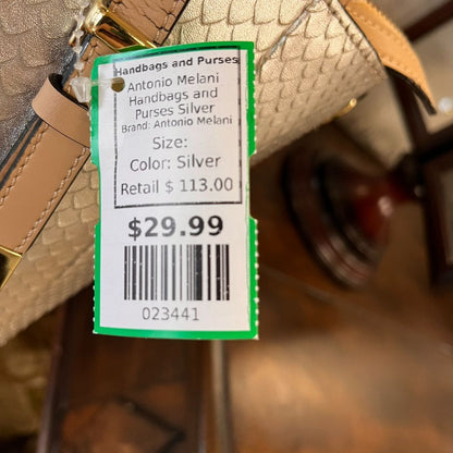 Antonio Melani Silver Snake Scale Tote Handbag