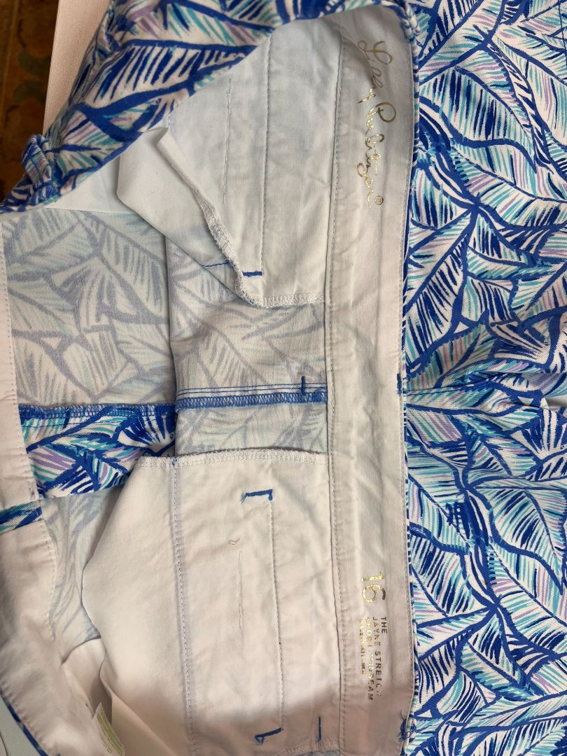 Lilly Pulitzer Bennet Blue Let's Mango Jayne Stretch Shorts Size 16