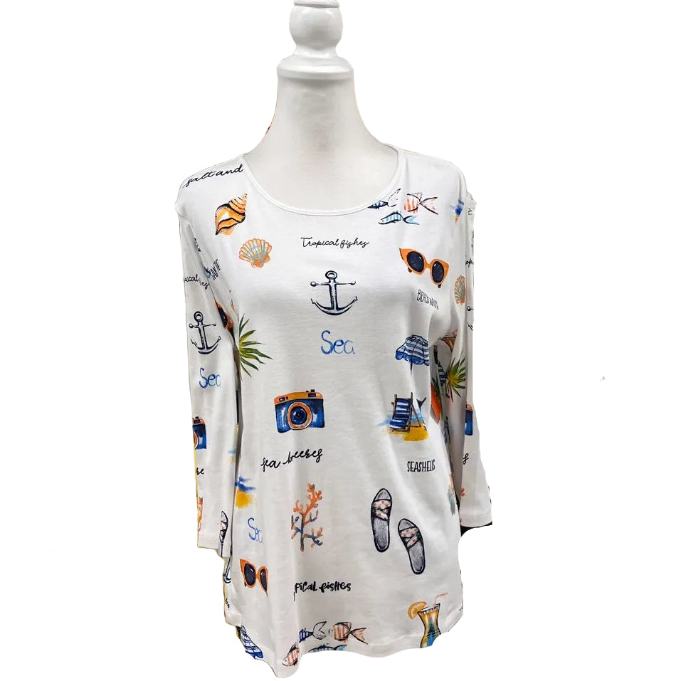 Jess and Jane Nautical Casual Top Size Large