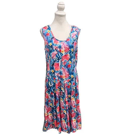 Tango Mango Blue & Pink Tropical Dress Size Large