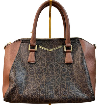 Calvin Klein CK Monogram Satchel Brown Signature Letters