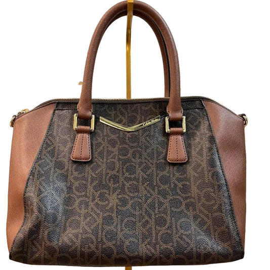 Calvin Klein CK Monogram Satchel Brown Signature Letters