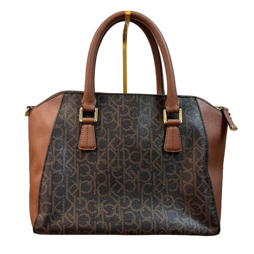 Calvin Klein CK Monogram Satchel Brown Signature Letters