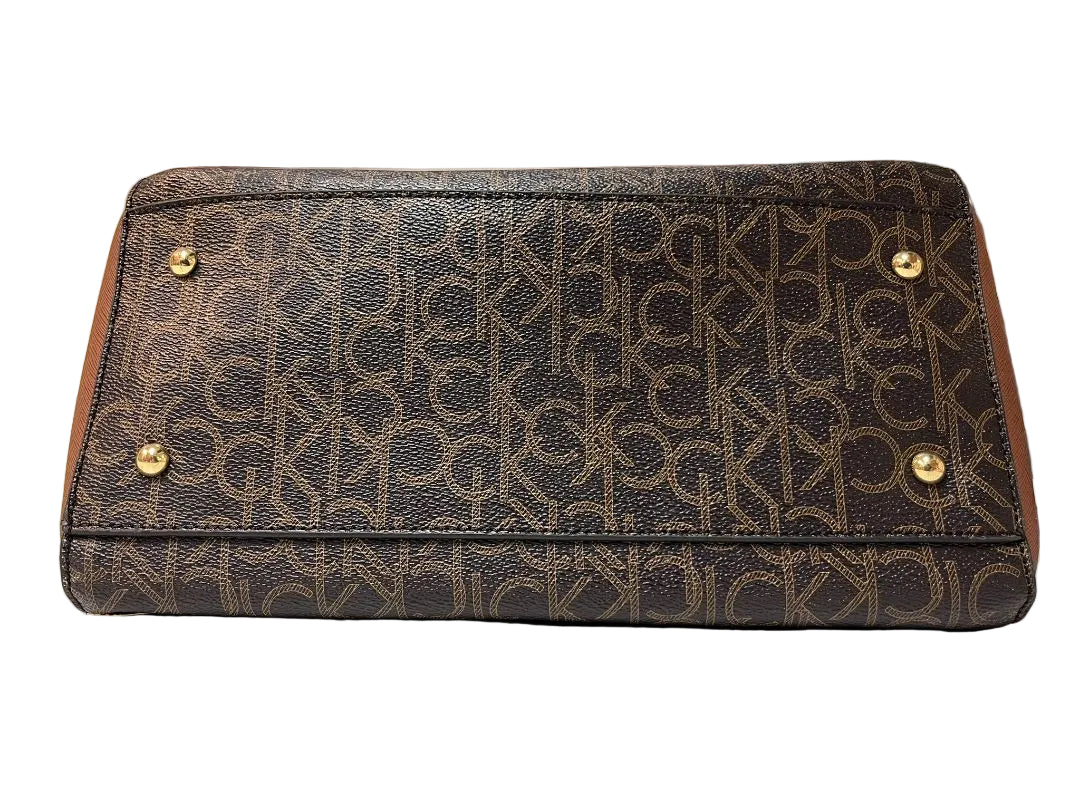 Calvin Klein CK Monogram Satchel Brown Signature Letters