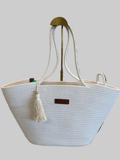 Booqa White Shoulder Beach Tote Bag