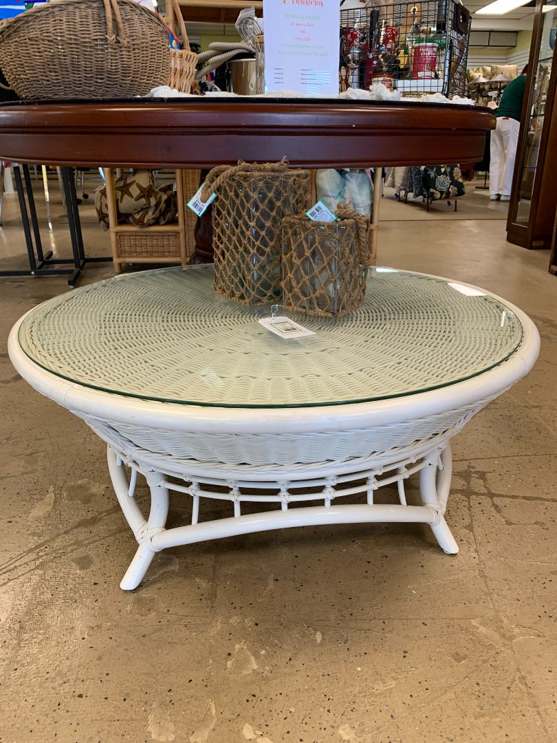 White Wicker Coffee Table