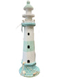 Distressed White and Soft Green Lighthouse