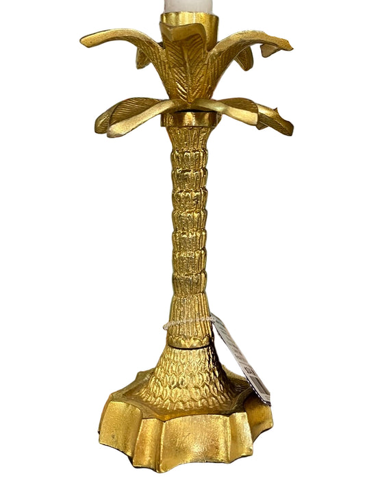 Gold Palm Tree Hollywood Regency Glamour Candle Stick