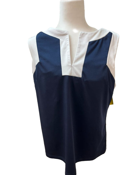 Gretchen Scott Navy and White ColorBlock Sleeveless Top – Size XL