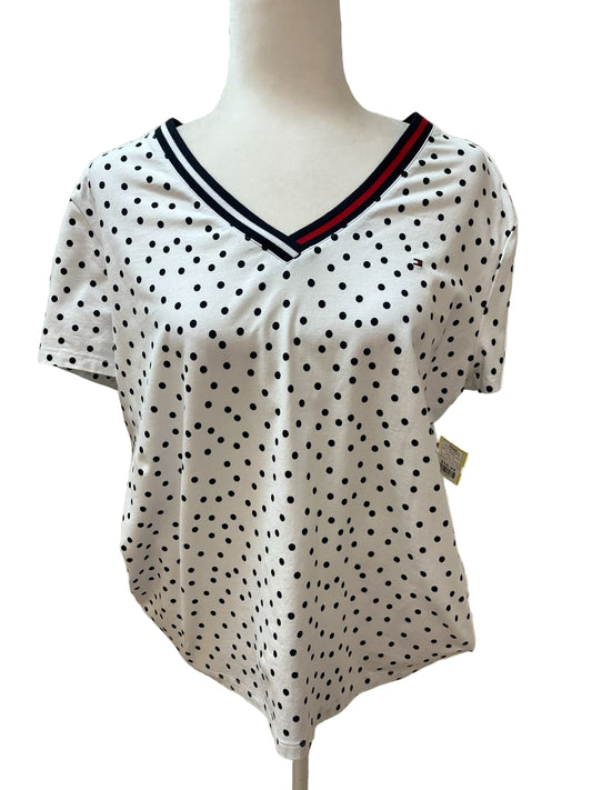 Tommy Hilfiger Dot-Print Signature V-Neck Top Size XL