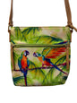 Ellen Negley Green Parrots Medium Crossbody Handbag