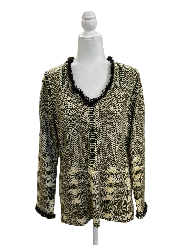 TRIBAL Snakeskin Print Long Sleeve Sweater Size Large