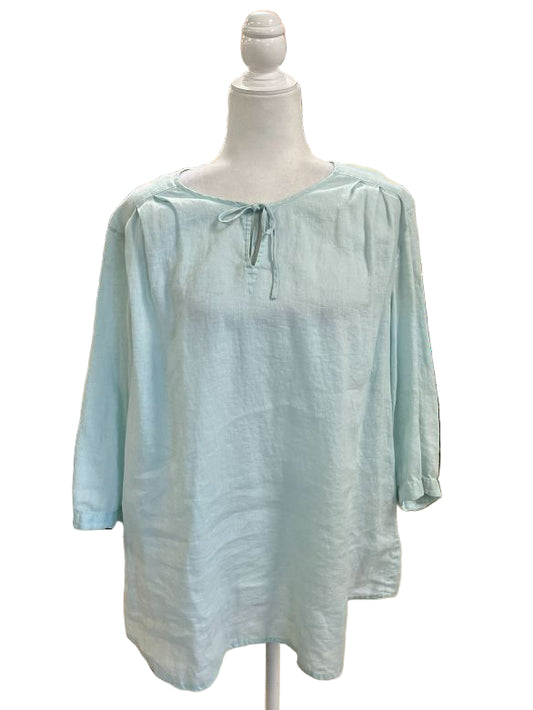 J. Jill Light Blue Seashell Green Peasant Blouse Size 1X